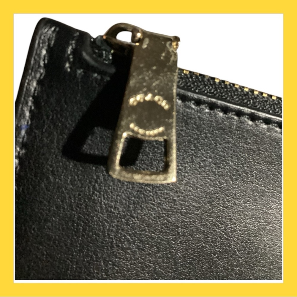 Coach Envelope 9” Clutch Leather Purse Accessory W/ Zip Zipper Black - Picture 9 of 9